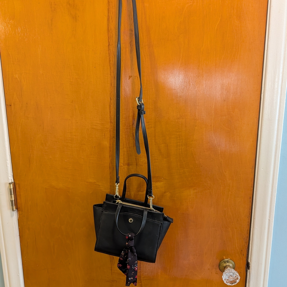 Steve Madden Black Crossbody Bag with Scarf Accent